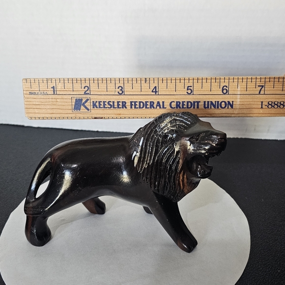 Ebony Iron Wood Lion Statue Decor Hand Carved As Shown Vintage - Picture 6 of 11